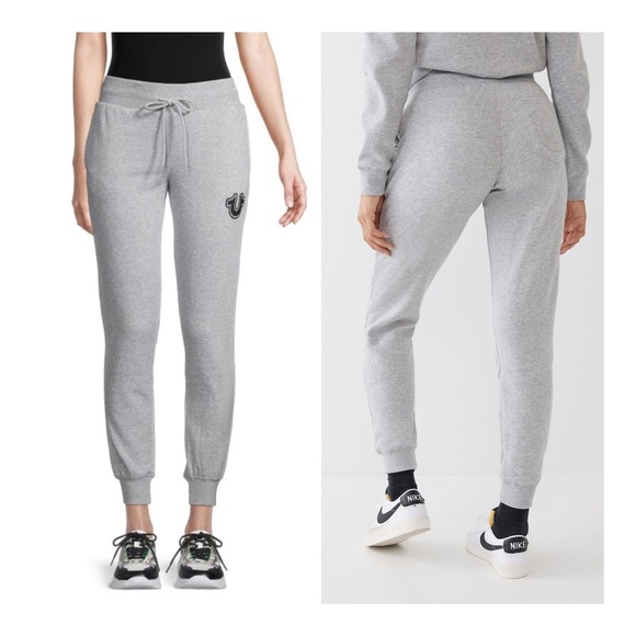 True Religion Women’s Cozy Grey Jogger Legging  Size Large NWT - Picture 1 of 8